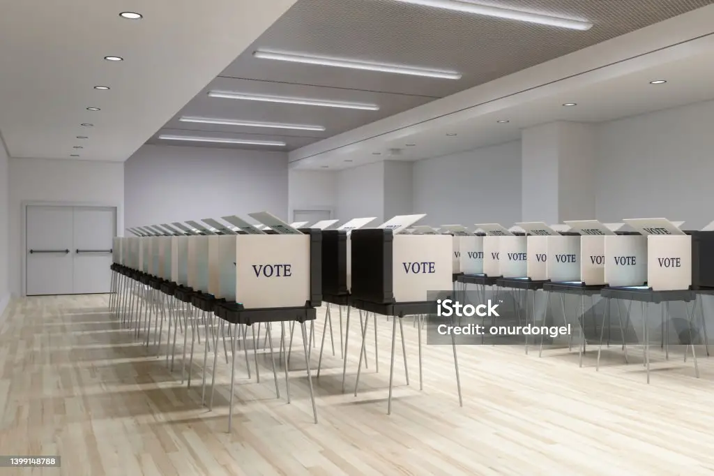 Centre de vote vide pendant les Élections municipales Maurice 2025 illustrant la forte abstention.