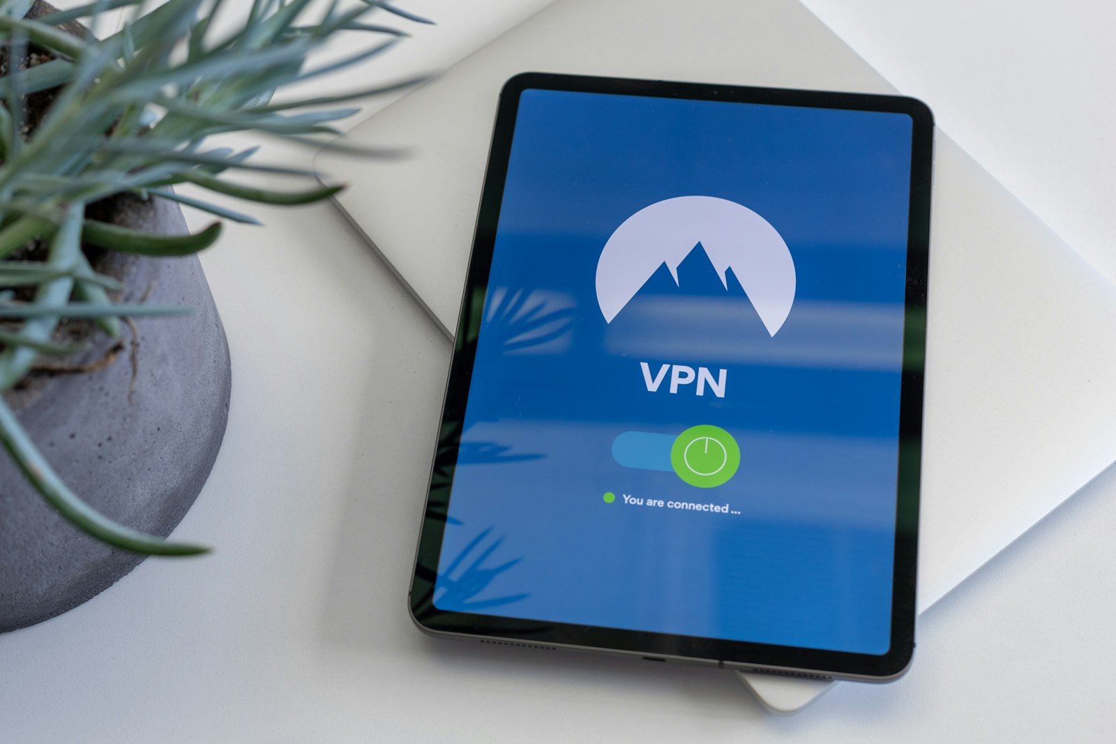 VPN Bandwidth Protection: black tablet computer turned on displaying VPN